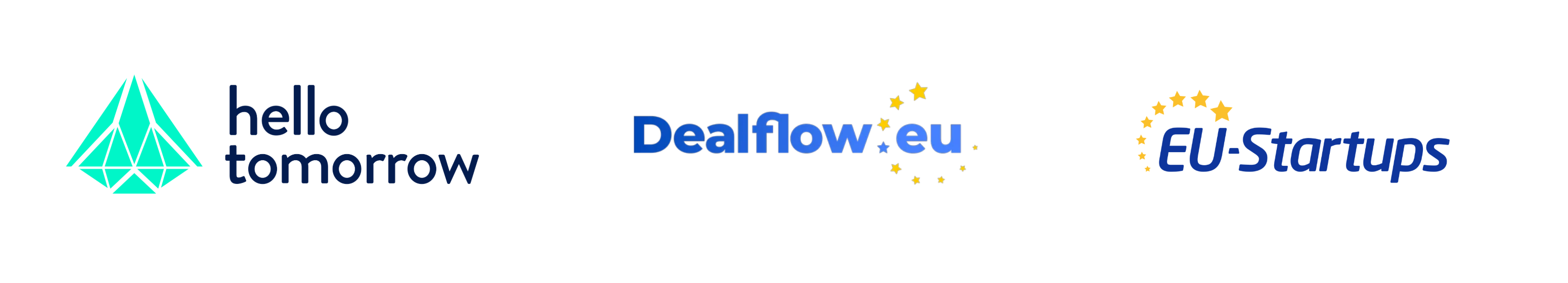 Logos of Hello Tomorrow, Dealflow.eu and EU Startups