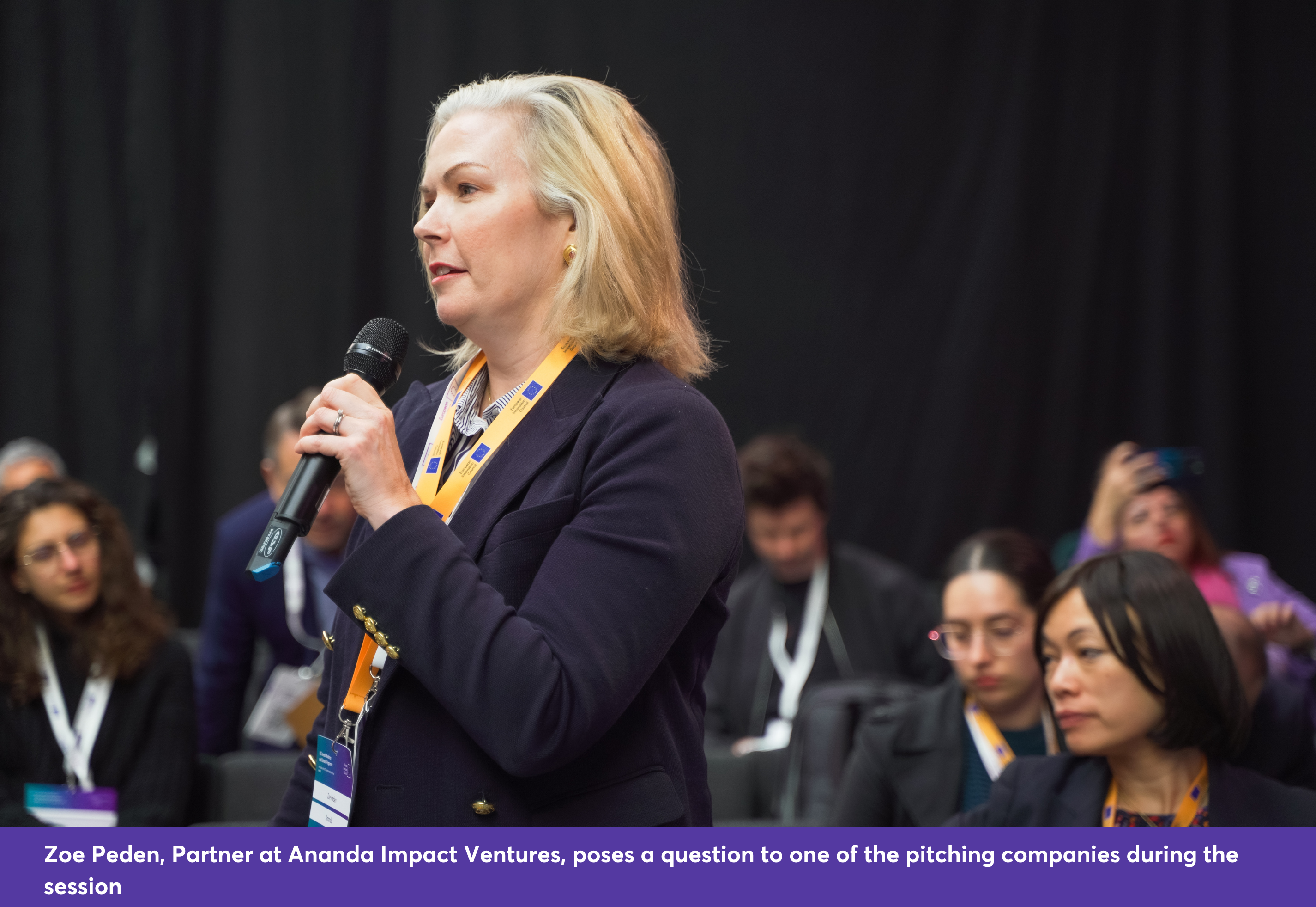 Zoe Peden, investor at Ananda Impact Ventures, posing a question during the Q&A