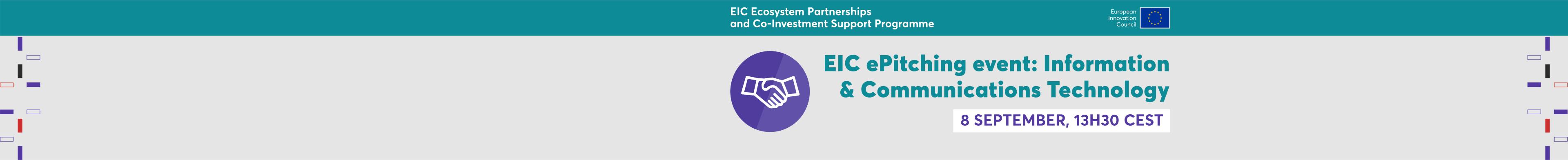 Banner for the EIC ePitching on ICT that took place on September 8