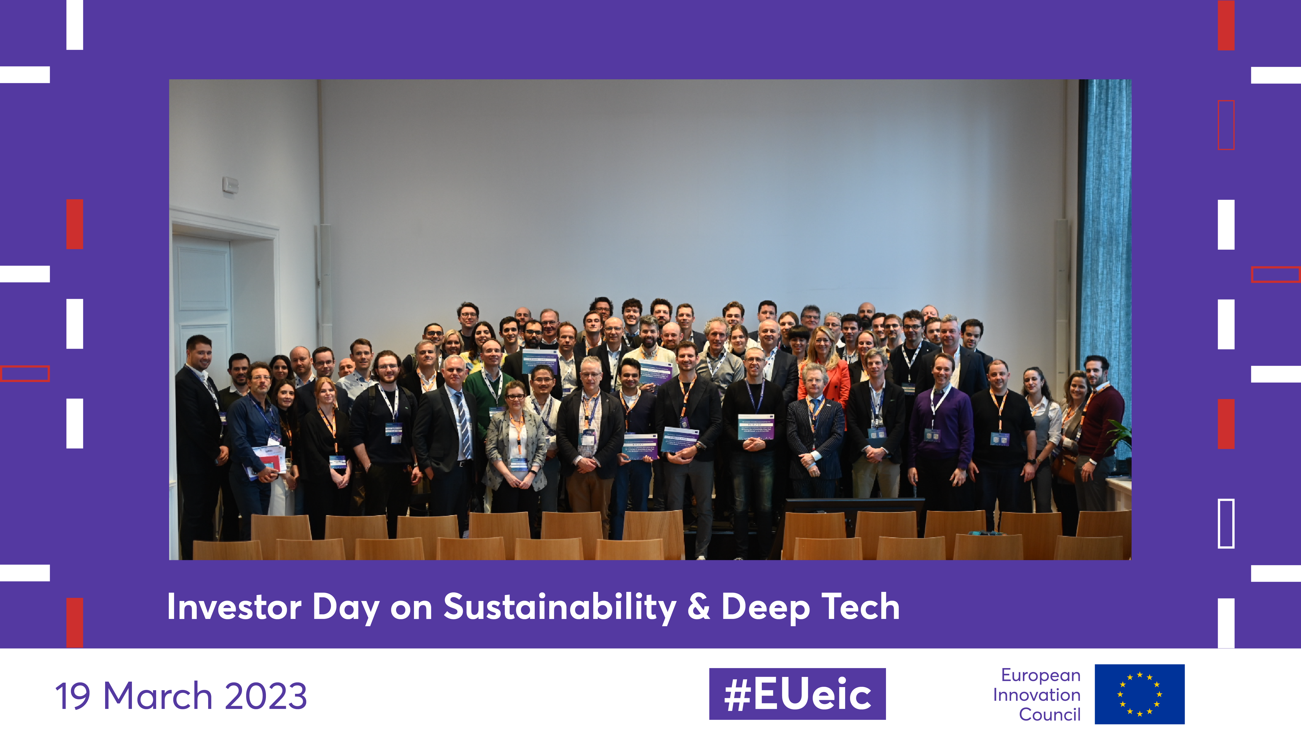 Investors, company representatives and staff members pose in a family photo at the Investor Day on Sustainability & Deep Tech